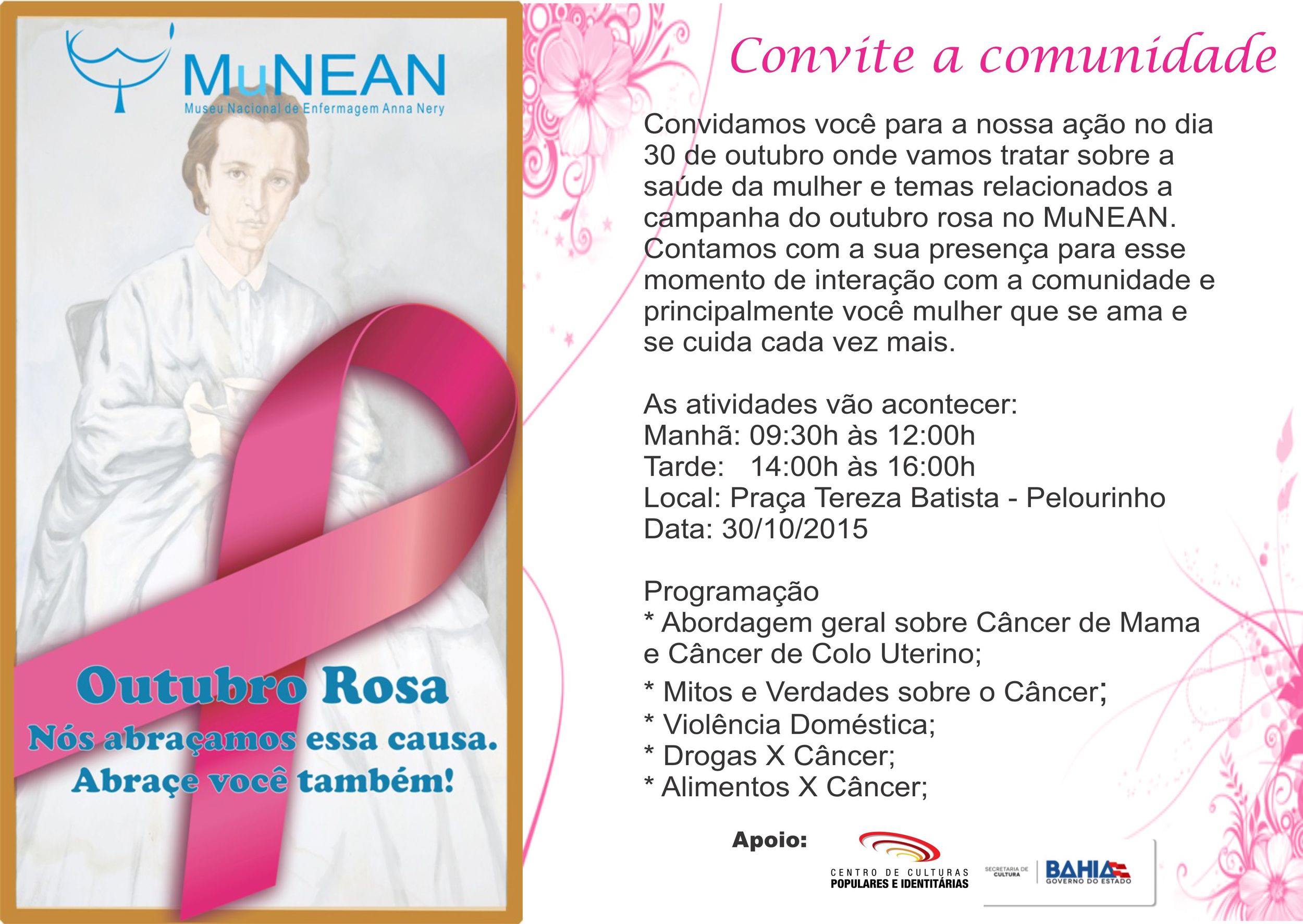 Convite outubro rosa no MuNEAN 30-10-2015