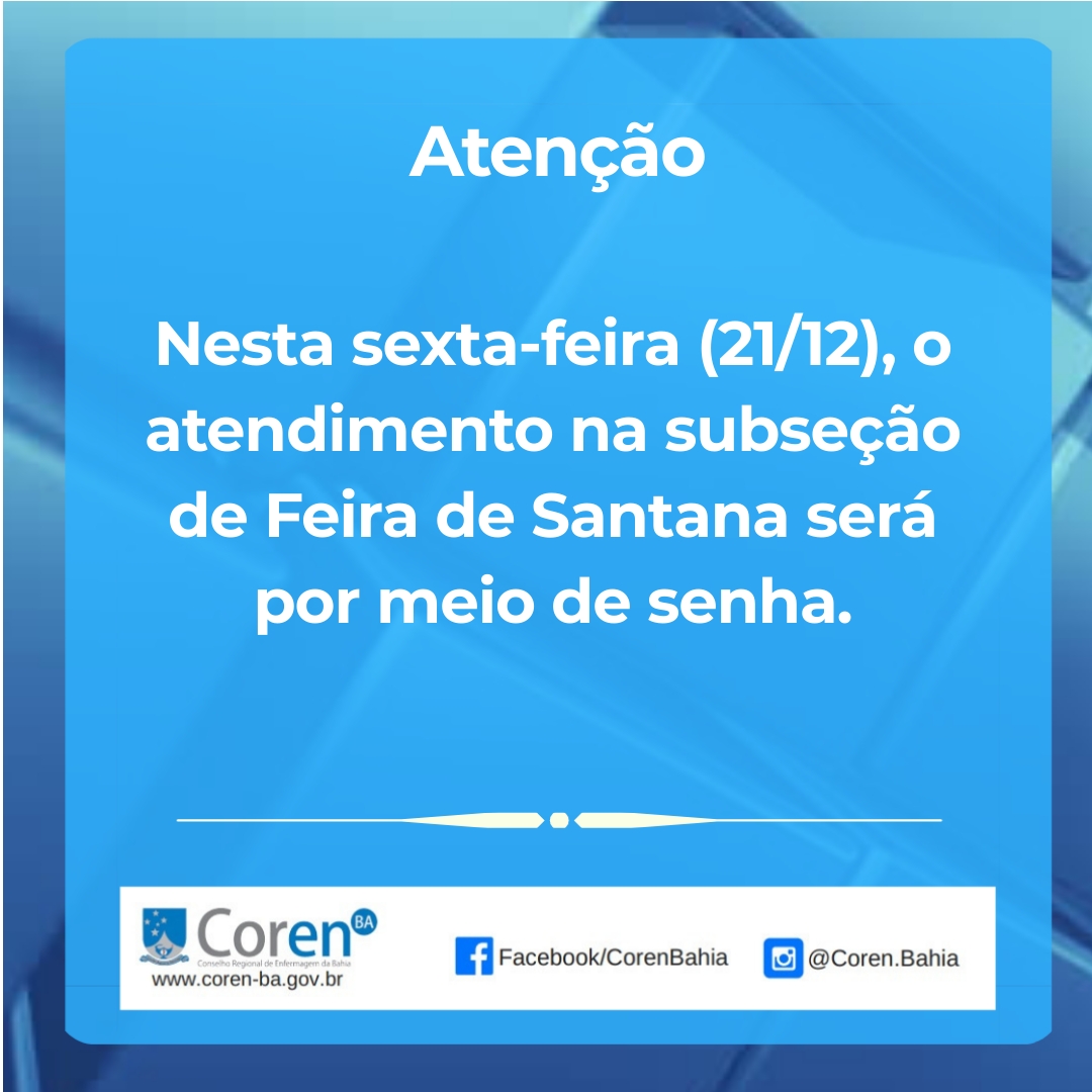 Coren-SC altera horário de atendimento na sexta-feira (09/12) por